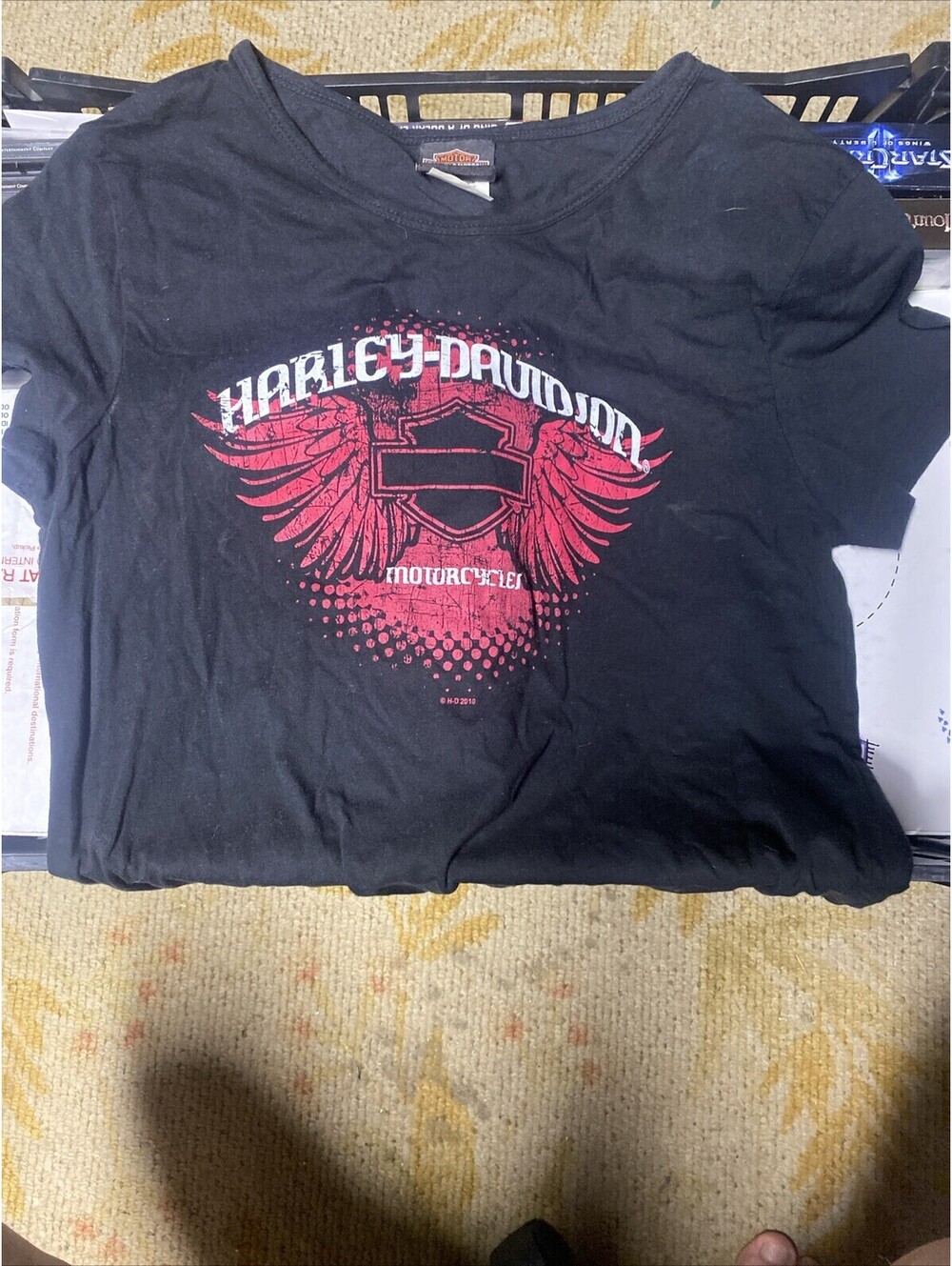 Women’s Harley Davidson XL Black Red Wings T-Shirt 2010 Thiensville WI NWT